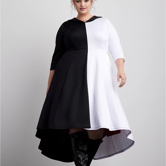 ♥️NWT VINTAGE TORRID DISNEY VILLAINS COSTUME DRESS - CRUELLA HOODED DRESS 4X - Picture 9 of 13